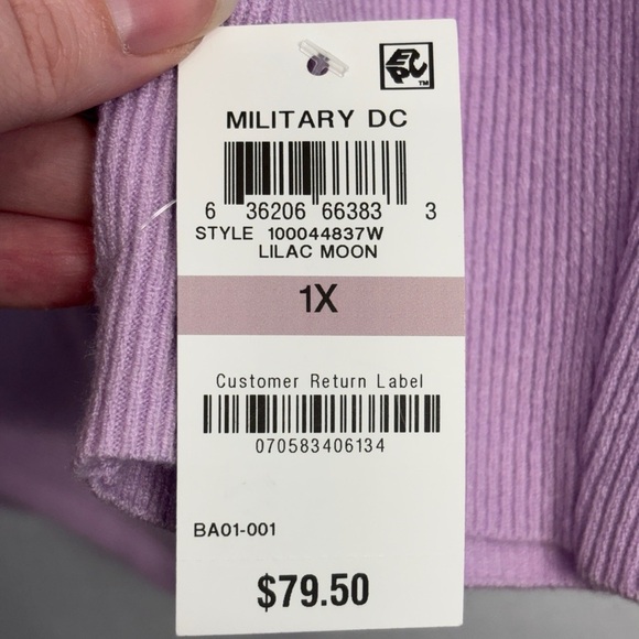 NWT INC Sweater Knit Lilac Moon Purple 1x boat neck ribbed - Picture 3 of 8